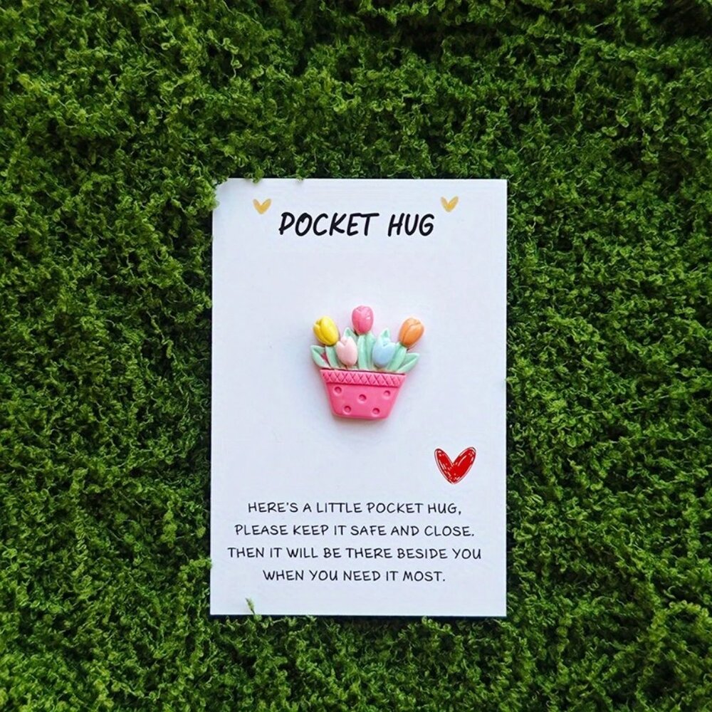 Pocket Hug Spring Tulips Rose Pink Basket Gift